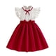 thumbnail image 1 of Arcos para Niñas Vestido de Manga Volante de Color Sólido de Moda con Cinturón para 3-10 Años Niños Niñas Vestido de Fiesta Vacaciones Ocasionales Fotografía, 1 of 8