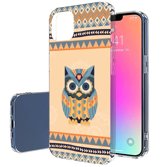 TalkingCase Slim Case for Apple iPhone 14, Slim Thin Gel Tpu Cover, Folk Style Owl Print, Light Weight, Flexible, Soft, Anti-Scratch, Printed in USA