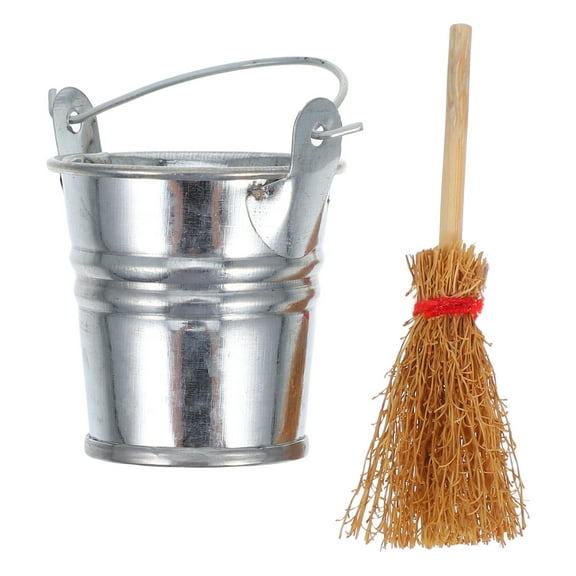 Toyvian 1 Set Mini Broom Dollhouse Accessories Iron Wood Compact Realistic Design for All Age Groups