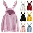 thumbnail image 2 of Sweat à Capuche pour Femmes Filles Mignon Lapin Oreilles Haut Manches Longues Décontracté Chaud, 2 of 4