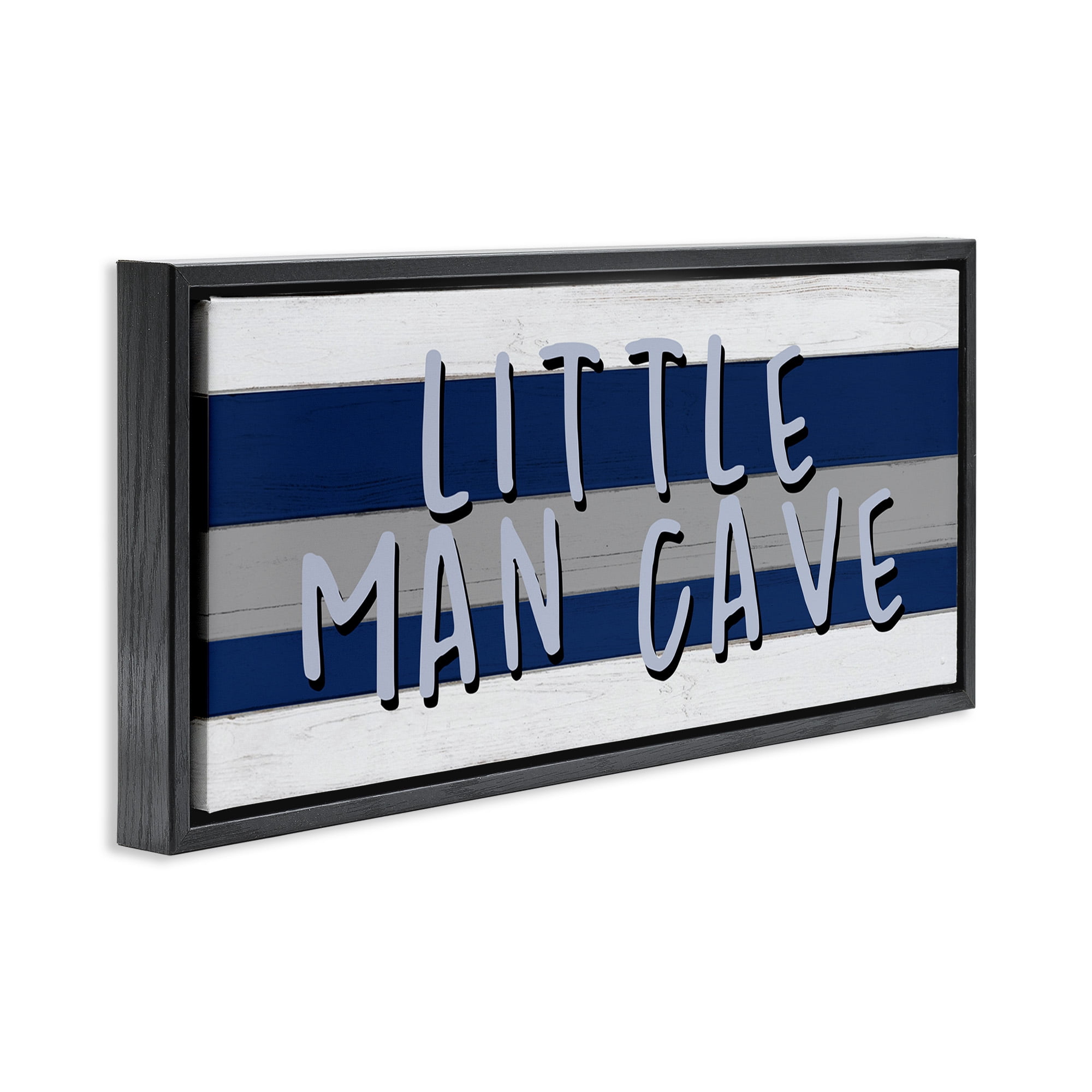 Stupell Industries Boy's Little Man Cave Typography Painting Black Floater Framed Canvas Art Print Wall Art, 25 x 11
