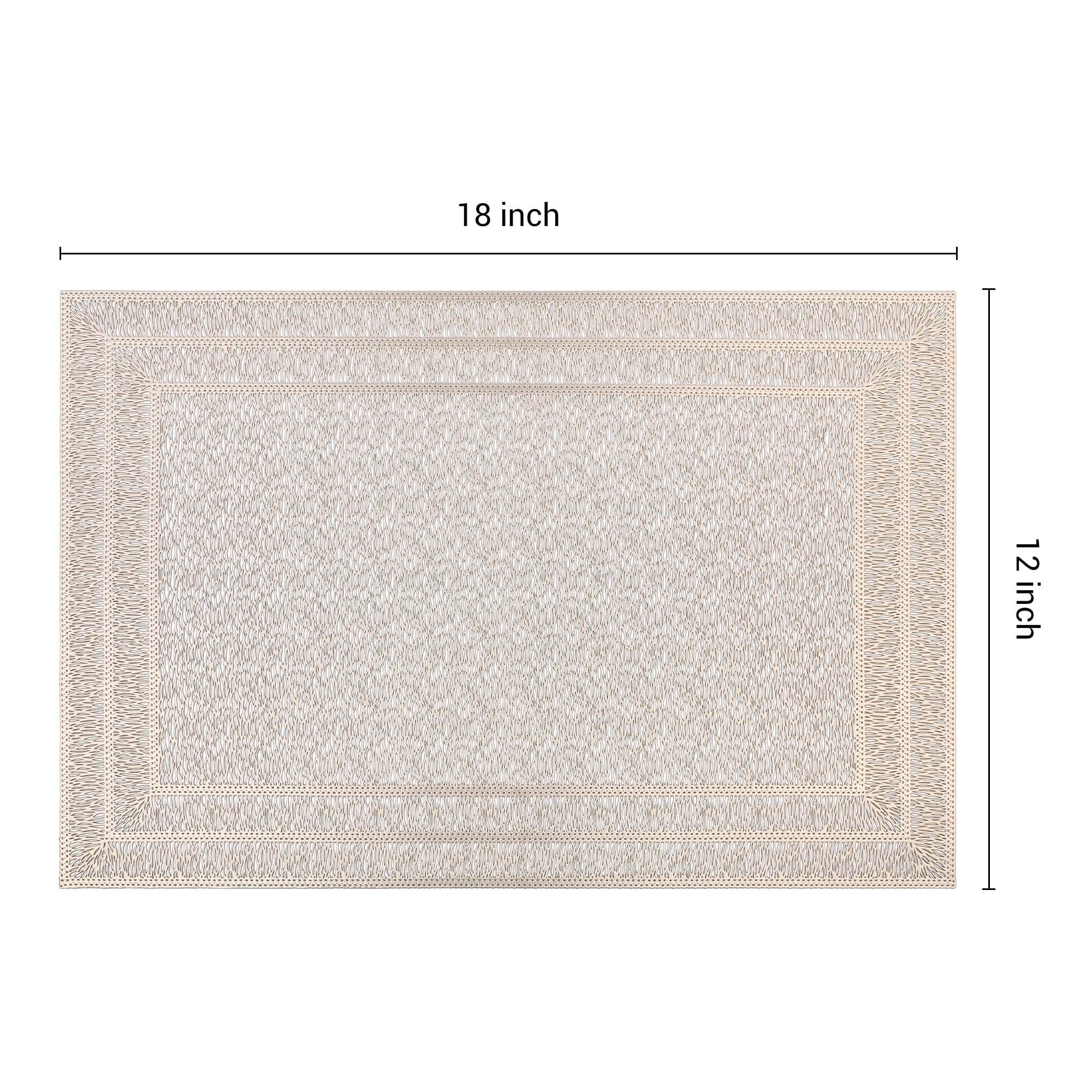 Unique Bargains Washable Placemats Set of 6 Trimmed Placemats for Dining Table Gold