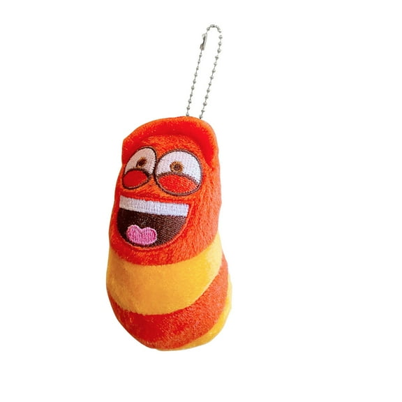 Cyinyin 3.5 INCH Cute Larva Plush Doll Keychain, Lovely Red Cartoon Plushies Pendant for Kids Gift, Cuddly and Soft Stuffed Animal Charm for Boys Girls, Ideal Gifts for Birthday Halloween