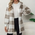 thumbnail image 6 of Women's Winter Coats Sherpa Fleece Jackets Button Down Cozy Cardigan Fashion Plaid Printed Hoodies Long Sleeve Casual Warm Coat, 6 of 9