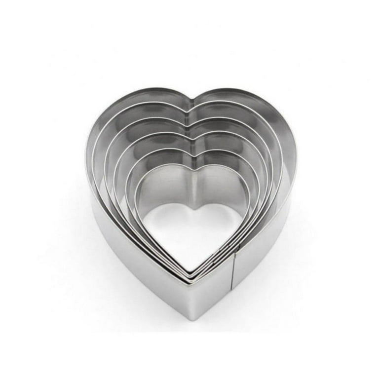 Valentine’s Day Cookie Cutter Set, 6pcs Valentine Stainless Steel Heart Cookie Cutters - Double Heart, Heart, Wing Heart, Heart with Arrow, Lips, Love