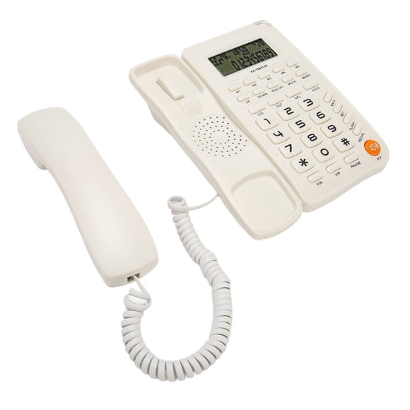 Corded Telephone, Environmental Protection Skid Resistance Corded Phone 16 Bit Display Screen for Hotel for Living Room Black,White