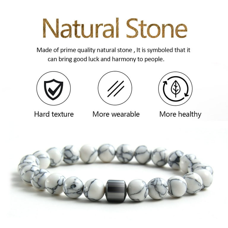 Z ZACHÉ 4pcs/set Natural Stone Bracelet, 8mm Map Stone, Howlite