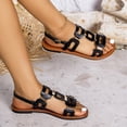thumbnail image 5 of Close Toed Sandals Women, Wedge Sandals for Women, Women's Wedge Sandals Slip - On Summer Sandals With Metallic Accents Comfortable Dressy Platform Wedges Casual Daily Walking, Black 5.5, 5 of 7