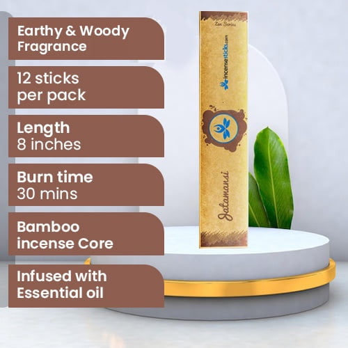 Zen Jatamansi Incense Sticks, 8", 12 Sticks per Pack, 10 Packs