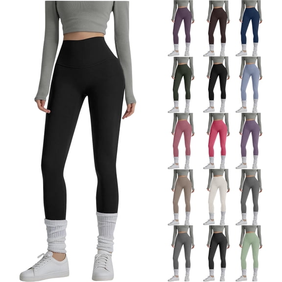 Womens Leggings Solid Color High Tight Waist Loose Workout Sports Yoga Athletic Leggings