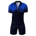 thumbnail image 3 of YUIVH Men's Slim-Fit Polo Shirt And Shorts Set Summer Outfits Casual Short Sleeve Suit 2 Piece Shorts Tracksuit Set Comfortable Breathable Tops, 3 of 5