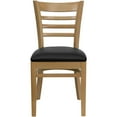 thumbnail image 4 of 2 Pk. HERCULES Series Ladder Back Natural Wood Restaurant Chair - Black Vinyl Seat, 4 of 8