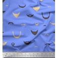 thumbnail image 1 of Soimoi Blue Moss Georgette Fabric Mustache Face Print Fabric by The Yard 44 Inch Wide, 1 of 3