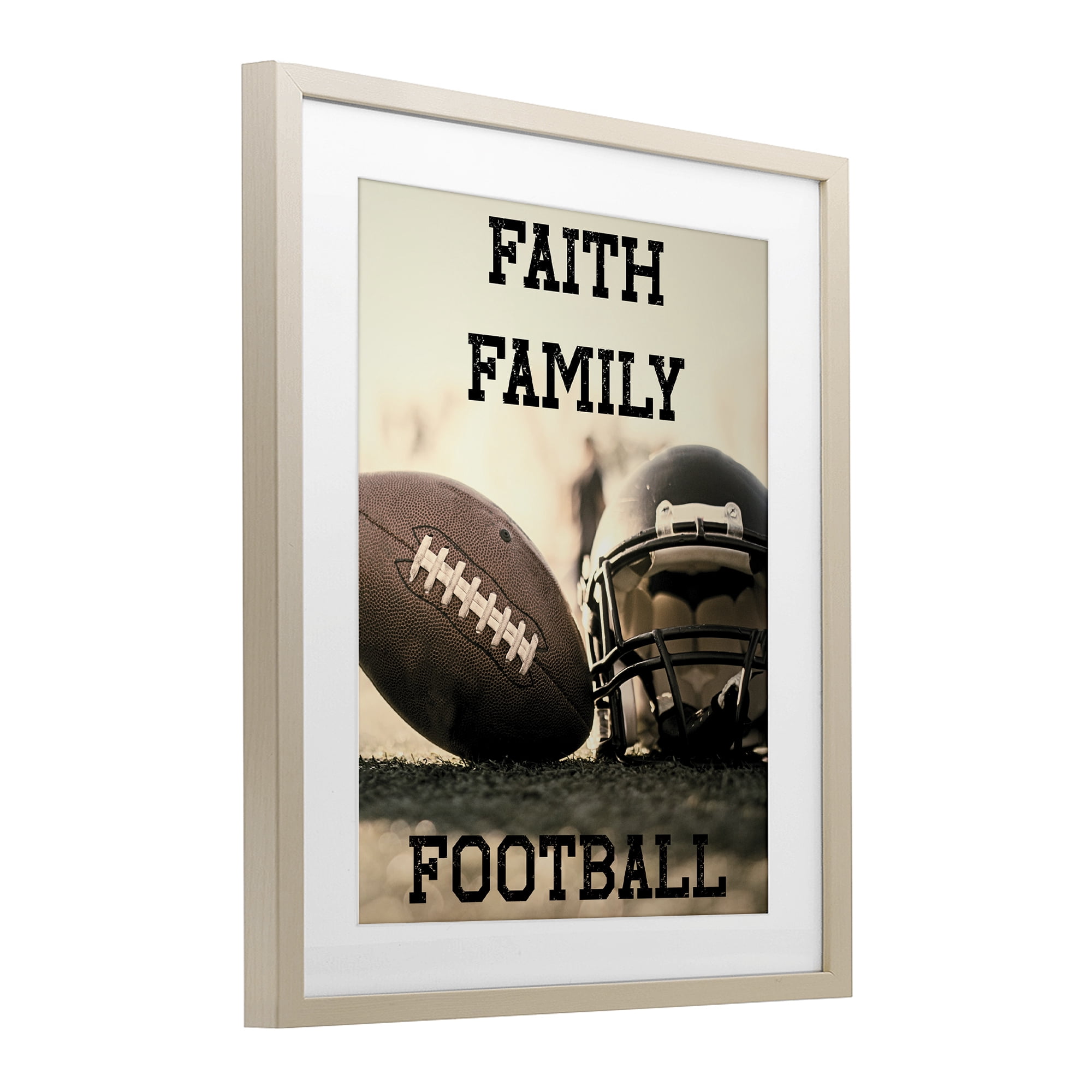 Stupell Industries Faith Family Football Birch Framed Print Under Glass, design by Jesse Keith