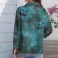 thumbnail image 7 of Delconic Womens Halloween Print Button Down Shirt Long Sleeve Casual Regular Fit Collared Blouse Floral Ghost Pattern Top Blue XL, 7 of 7