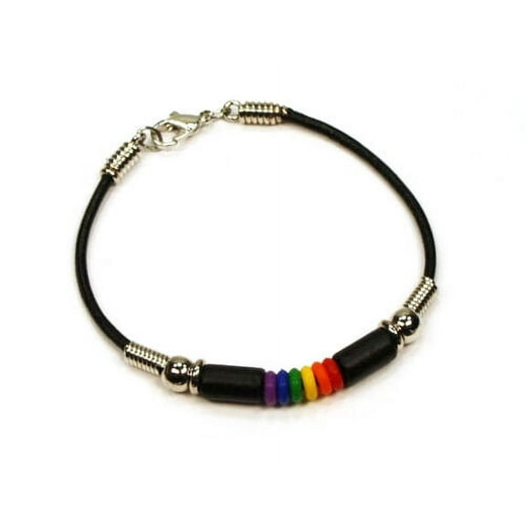 Pride Shack - Sweet Style Lesbian Gay Pride RainbowBlack Bead Wristlet Bracelet