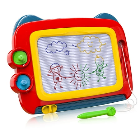 Birthday Gifts for 2 3 4 Year Old Boys Magnetic Drawing Board, Boys Toys Age 2 3 4 Erasable Magna Doodle Board 4 Colour Area, Gifts for Girls Boys Writing Board
