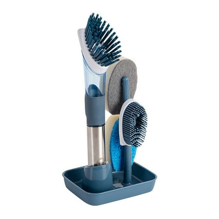 

Sponge Brush Portable Pan Removable Cleaning Silicone Soft Brushes Cookware Sink Toilet Dispensing Scrubber Kitchen Accessories Blue