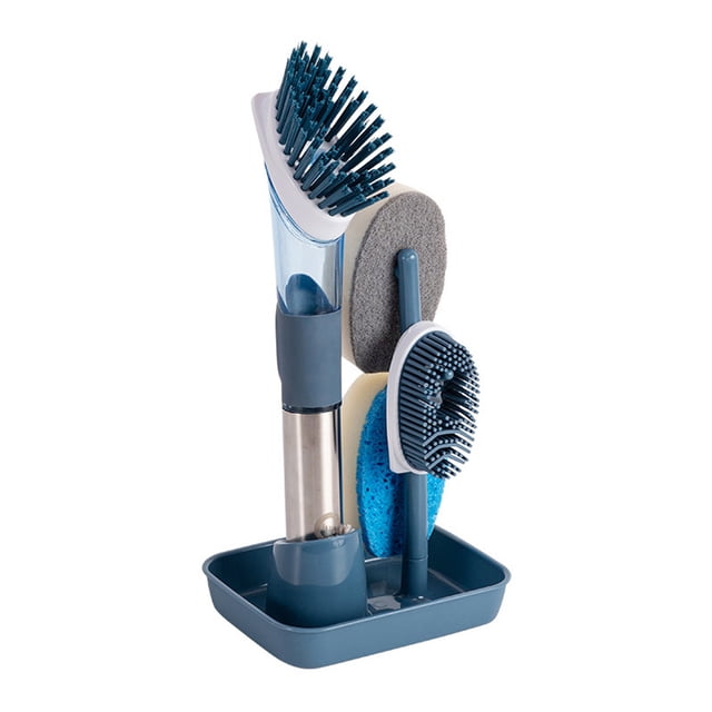 Yuarrent Cepillo de esponja para olla, cepillos de silicona de limpieza extraíbles portátiles, utensilios de cocina, fregadora de encimera, accesorios Suministros de limpieza para el hogar Azul Yuarrent HA011709-01