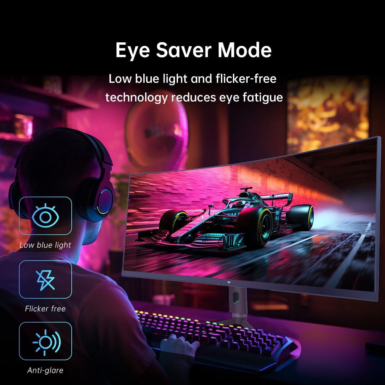 KTC 34 Inch Ultrawide Monitor, 180Hz WQHD 3440x1440 Curved Gaming Monitor, 1500R PC Monitor, HDR, FreeSync & G-Sync, HDMI, DisplayPort, VESA, Tilt Swivel Height Pivot Adjustment, H34S18S