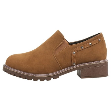 OJSFQUFP Non Slip Shoes for Women Women Shoes Thick Heel Thick Soled Short Boots Fashionable One Foot Outdoor Casual Short Boots Dress Boots for Women Low Heel Brown 42