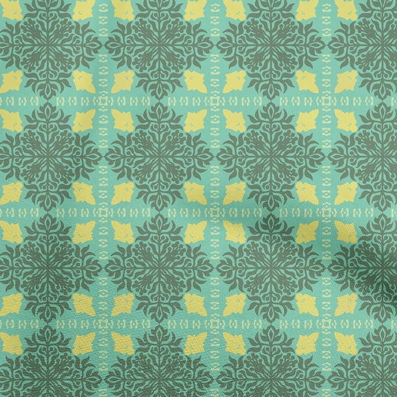 oneOone Georgette Viscose Green Fabric Arabic Moroccan Craft Projects Decor Fabric Printed By The Yard 42 Inch Wide