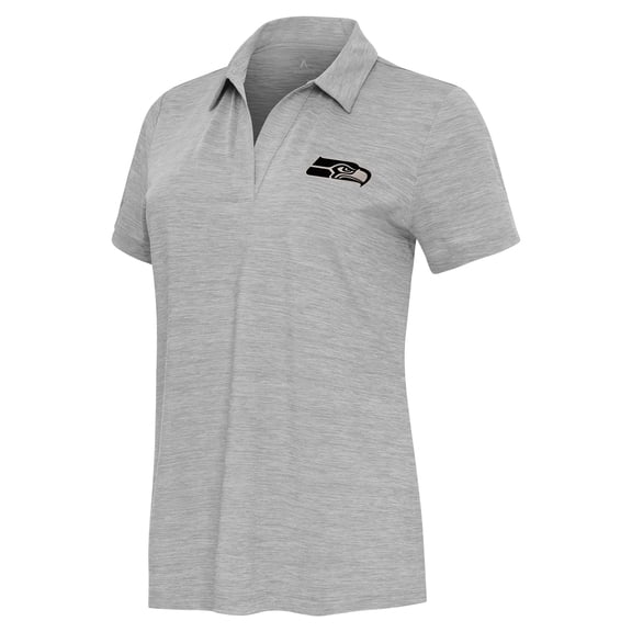 Women's Antigua  Heather Gray Seattle Seahawks Layout V-Neck Polo