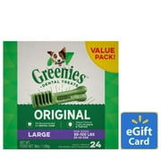 GREENIES Original Large Size Dental Dog Treats with Free $15 Gift Card!