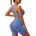 thumbnail image 4 of RFQWOVSR Women 2 Piece Cross Back Workout Set High Support Sports Bra with High Waist Peach Hip Shorts Yoga Outfit L, 4 of 4
