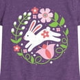 thumbnail image 3 of Instant Message - Scandinavian Bunny With Flowers - Toddler & Youth Girls Short Sleeve Graphic T-Shirt, 3 of 6