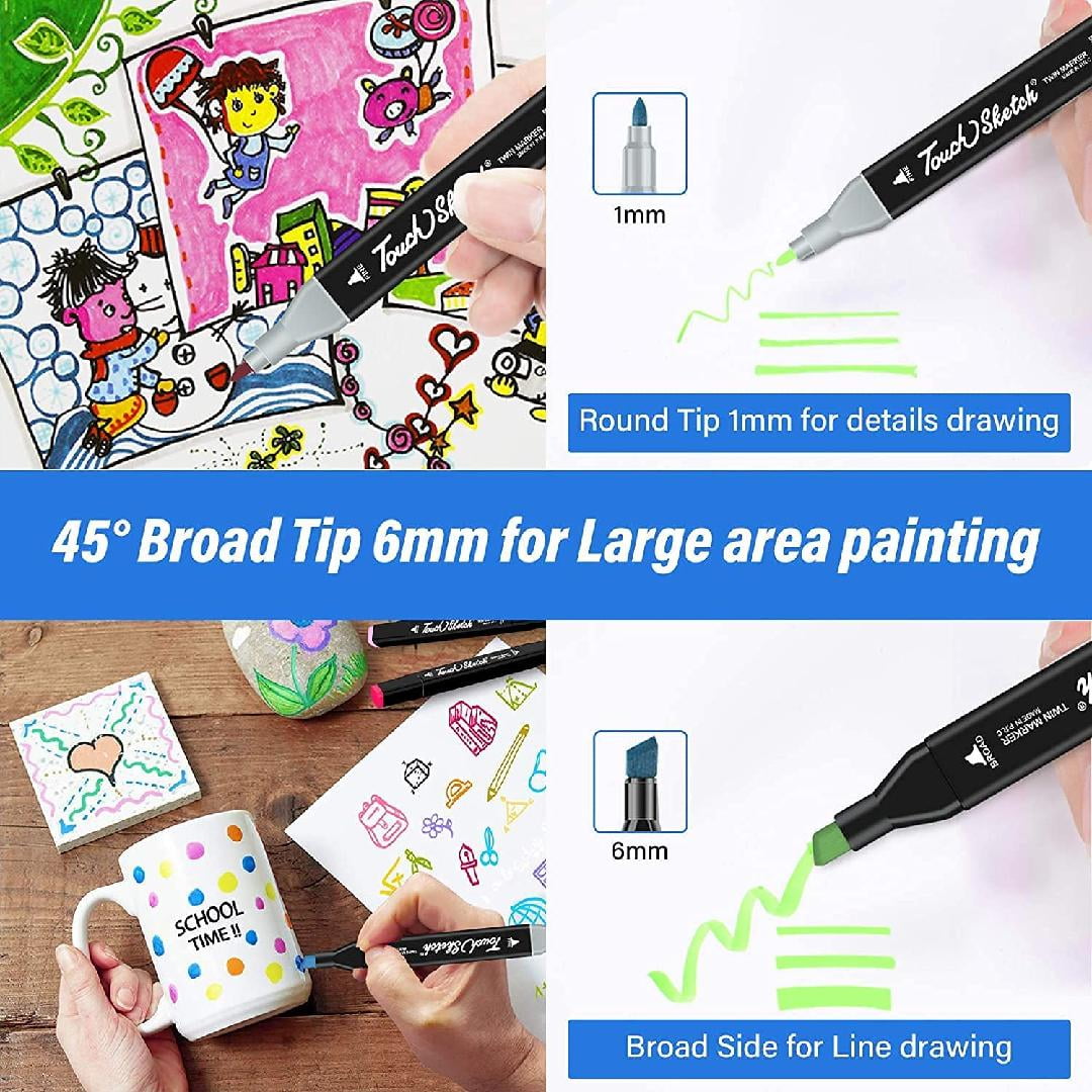 Hyrrt 80 Colors Dual Tips Alcohol Markers, Art Markers Pens with Pen Holder, Permanent Sketch Markers Set for Kids Adults Coloring,Painting, Sketching