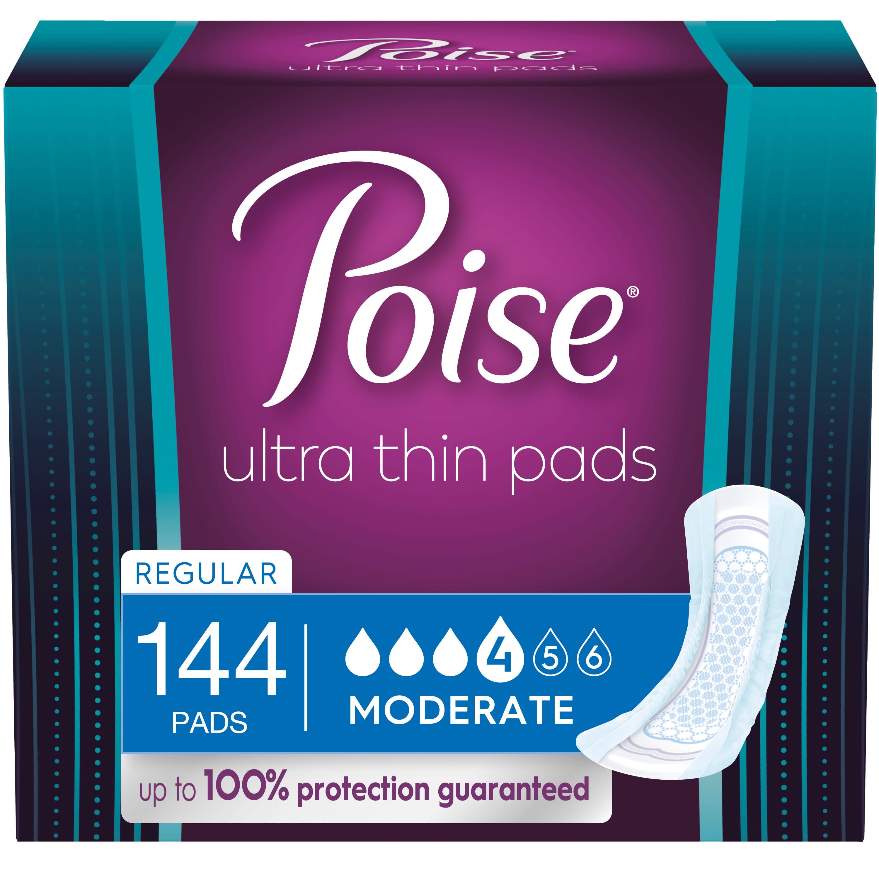 Poise Ultra Thin Incontinence Pads for Women Moderate Absorbency Poise Ultra Thin Incontinence Pads for Women Moderate Absorbency