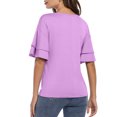 thumbnail image 4 of Women's Ruffle Tunic Top Casual V Neck Shirt Bell Half Sleeve Pullover Blouse Top, 4 of 5