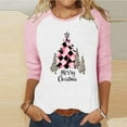 thumbnail image 2 of LckLvx Chandails de Noël pour Femmes Col Rond Manches 3/4 Raglan Hauts Mignons Graphiques Décontractés T-Shirts, 2 of 4