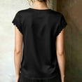 thumbnail image 7 of TGSLY Lace Trim Satin Tops for Women Smooth Soft V Neck Bow Tie Front Shirts Loose Dressy Casual Solid Color Cap Sleeve Blouses M, 7 of 7