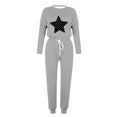 thumbnail image 4 of Pisexur Ensembles Deux Pièces pour Femmes Automne Tendance Imprimé Étoile Chandails en Molleton Col Rond Pantalons Jogger Survêtements Femmes Tenue Décontractée Surdimensionnée Tenues de Voyage Vacances pour Femmes, 4 of 4