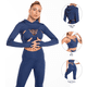 thumbnail image 2 of Traje de yoga europeo y americano, traje deportivo para fitness, pantalones de yoga de secado rápido con estampado de melocotón y cadera para mujer, traje de yoga con capucha y manga larga, 2 of 6