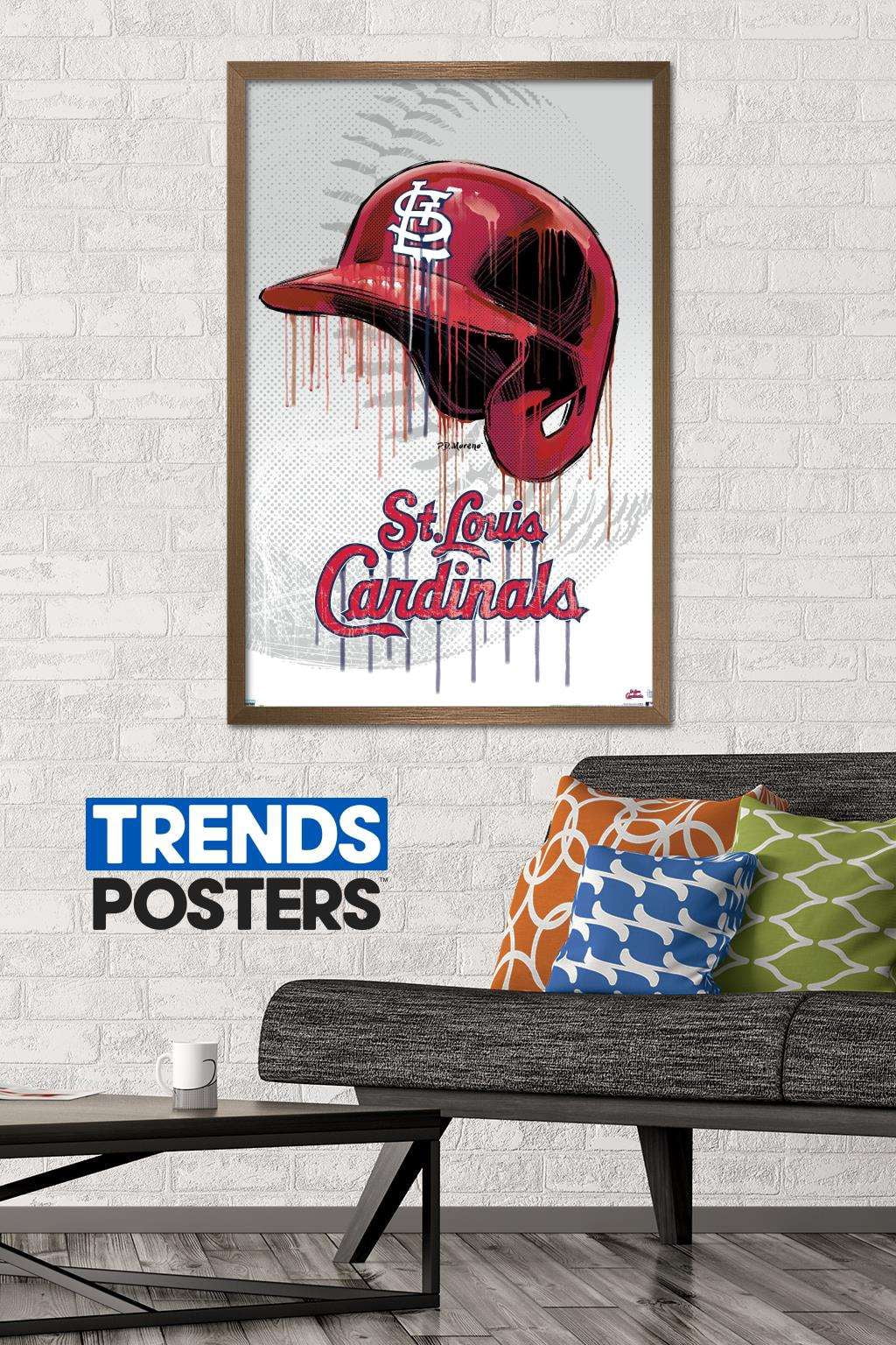 MLB St. Louis Cardinals - Drip Helmet 20 Wall Poster, 22.375" x 34", Framed