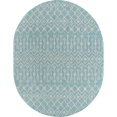 thumbnail image 1 of Unique Loom Outdoor Trellis Geometric Rug 7' 10 x 10' Oval Aqua Blue/Ivory, 1 of 1