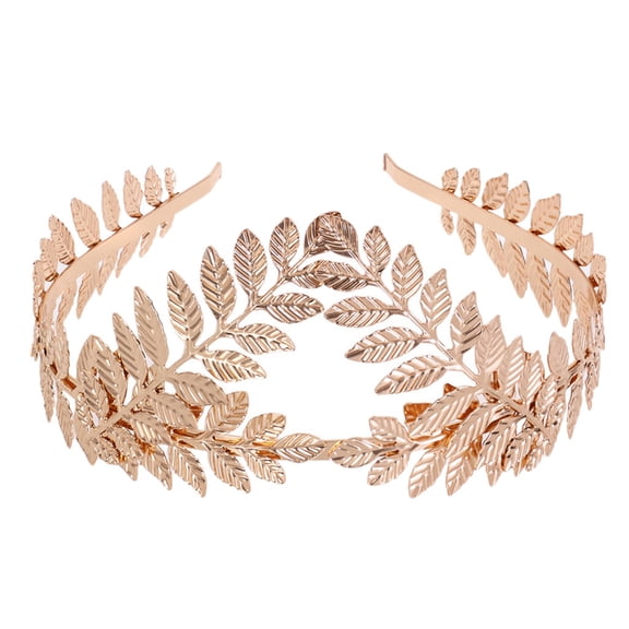 LSQii Headband for Women Fairy Style Elegant Sweet Hair Band Floral Leaf Garland Hair Wreath Boho Outfits for Bridal Wedding Spring Summer Gold