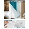 thumbnail image 3 of No Hook Cloth Fabric Shower Curtain with Snap in Liner, Teal Brown Ombre Waterproof Shower Curtains Set with See Through Top Window, Vintage Country Wooden Bath Curtains Shower 72"x96", 3 of 6