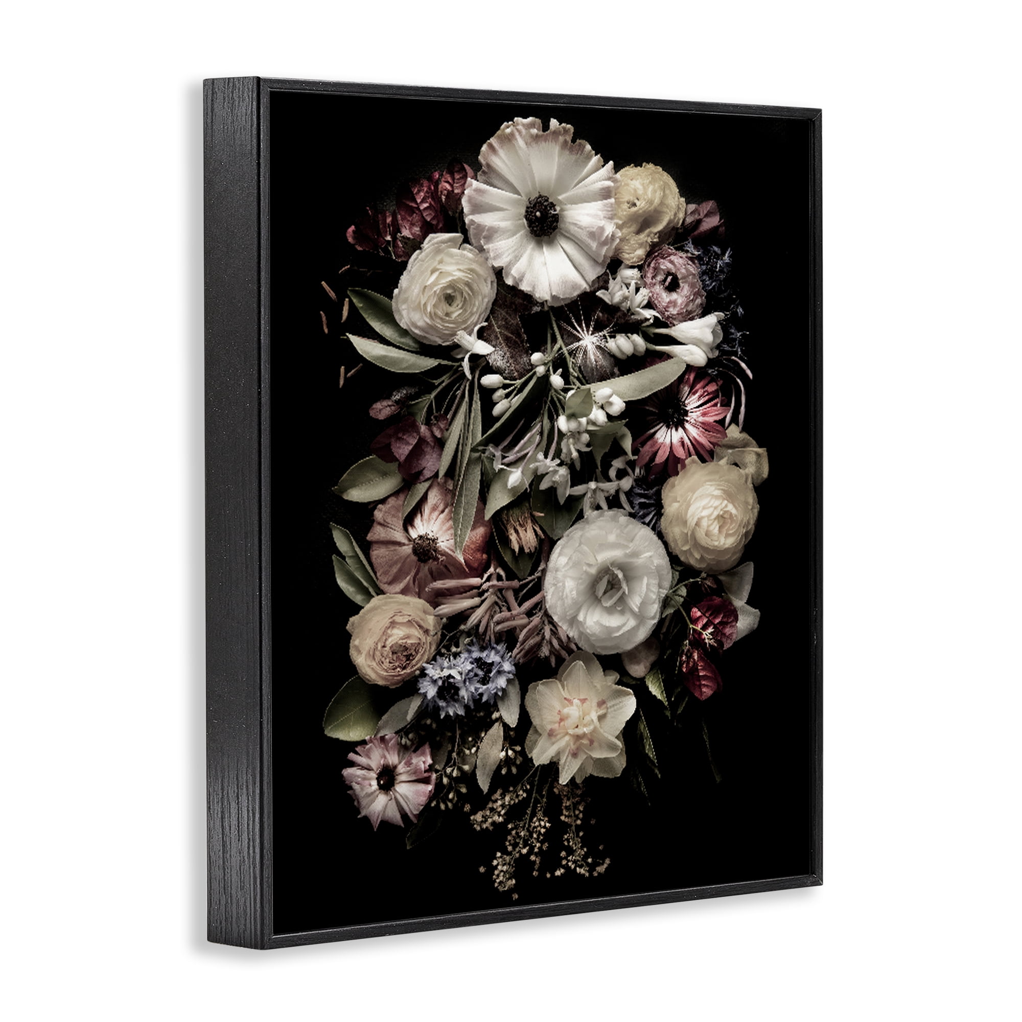 Stupell Industries Pale Yellow Roses Cluster Black Framed Giclee Art, design by Carl Kravats