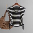 thumbnail image 4 of Diufon Women's Striped Tank Tops Fashion V Neck Sleeveless Tops summer Drawstring Side Tunics, 4 of 4