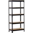 thumbnail image 1 of Yaheetech Black Adjustable 5-Shelf Shelving Unit Storage Rack Utility Rack Garage Shelves Display Rack Steel Boltless Rivet Rack,59.1 inch Height 1-Pack, 1 of 8