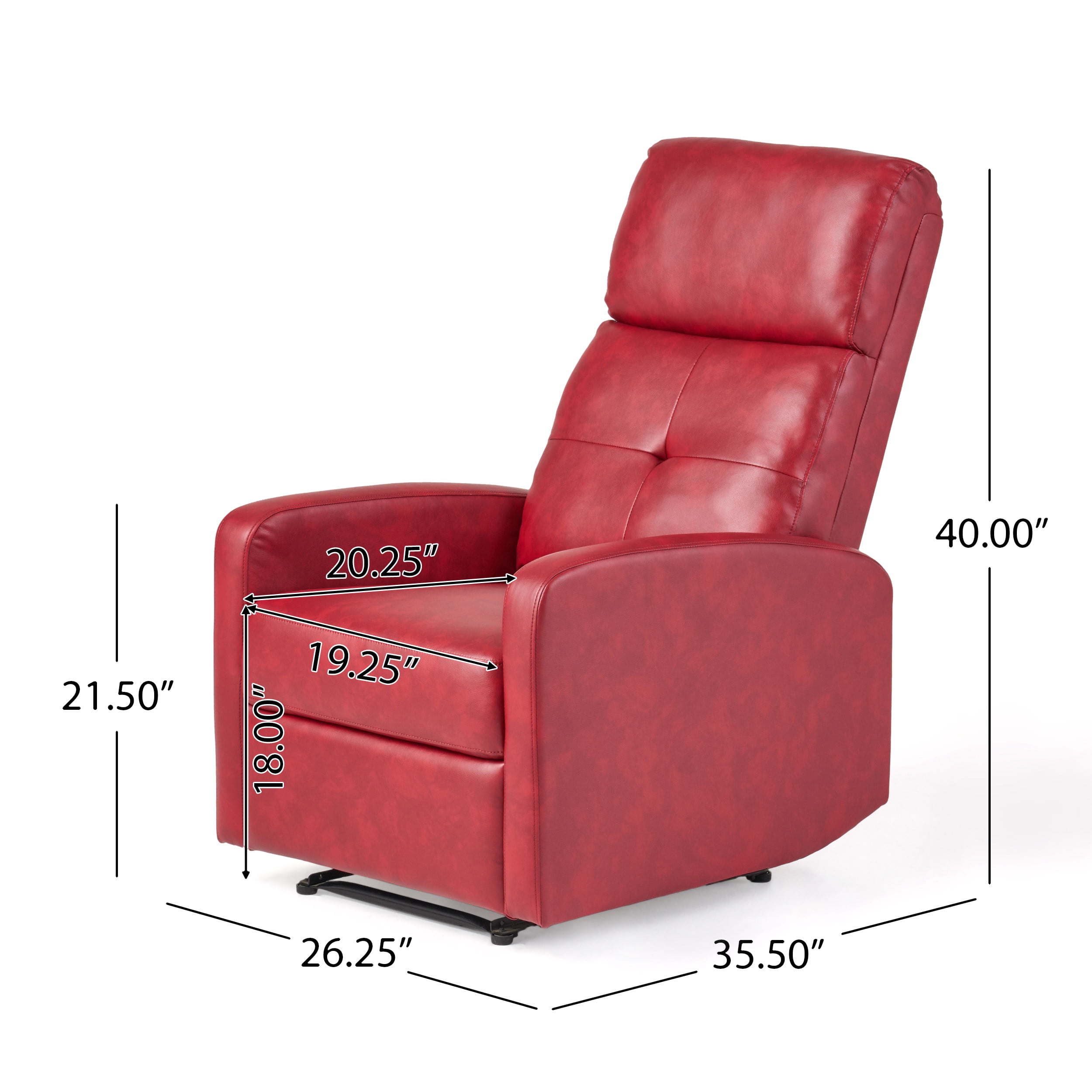 GDF Studio Alysha Contemporary Faux Leather Recliner, Red