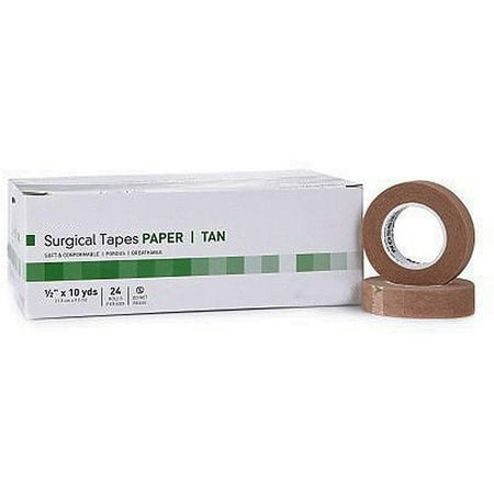Medical TapesCase of 288 Surgical Tapes 1/2" x 10 ydsNon-sterile Paper Tape for dressings and Medical DevicesTan Pressure-Sensitive Adhesive TapesHypoallergenic, Latex-Free.