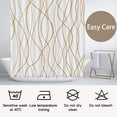 thumbnail image 5 of Gold Light Brown and White Striped Wavy Line Fabric Shower Curtain for Bathroom with 12 Hooks, Extra Long Shower Curtains for Bathroom 84 Inches Long, Weighted Hem,Waterproof Bath Accessories, 5 of 6