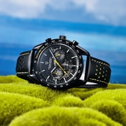 PAGANI DESIGN Men's Quartz Watches full Black Stainless Steel Chronograph Wristwatch with Leather Watchband