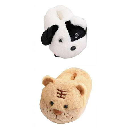 

2 Pair Funny Animals Slippers Novelty Slippers Men Indoor Outdoor Slippers House Brown and White