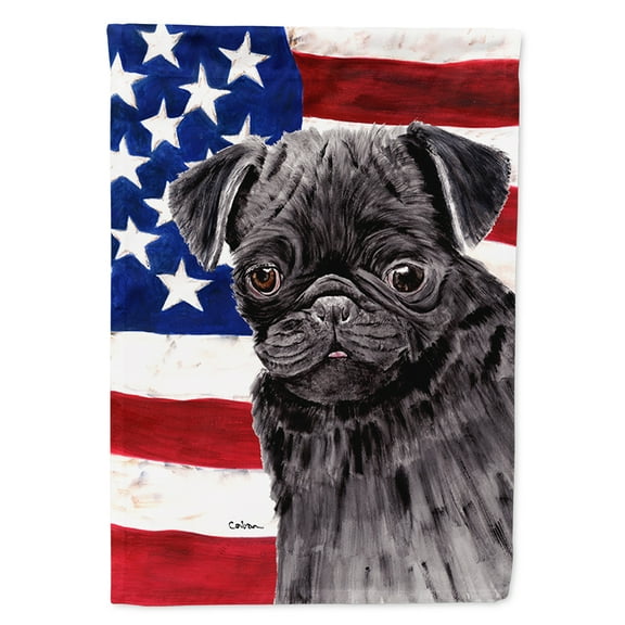 Carolines Treasures SC9011CHF USA American Flag with Pug Flag Canvas, Large, Multicolor